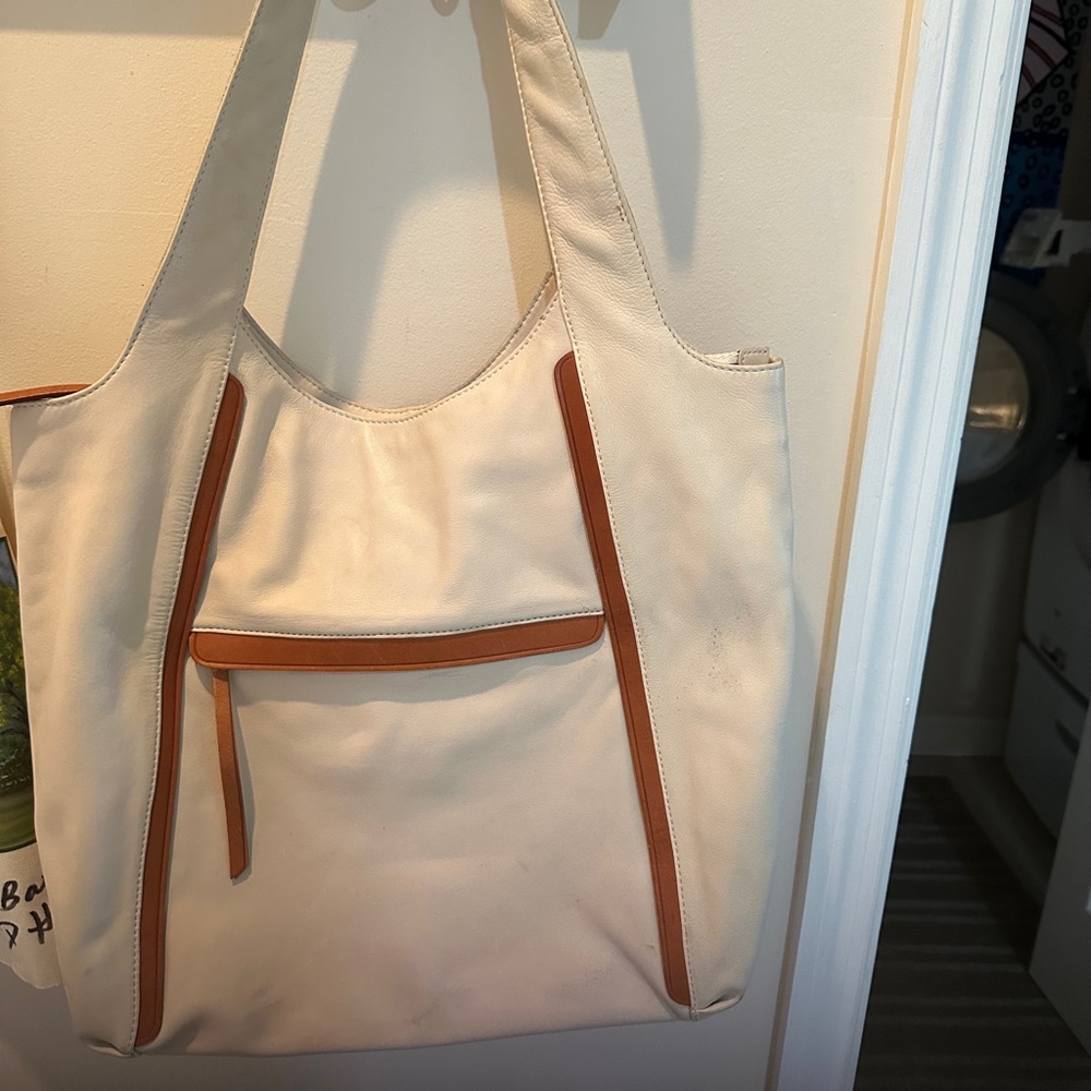 Chic Cream and Tan Women's Tote Bag
